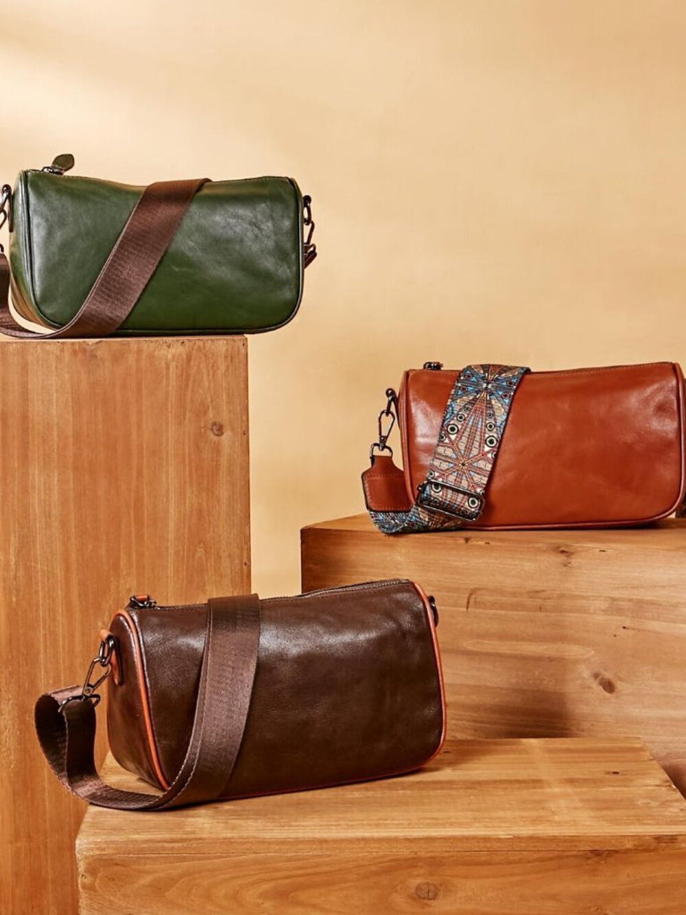 Purses: Small Genuine Cross Body Handbags with Wide Shoulder Strap to Travel Bro - Picture 8 of 9